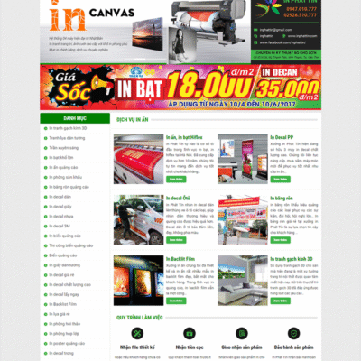 Website giới thiệu dịch vụ in bạt khổ lớn