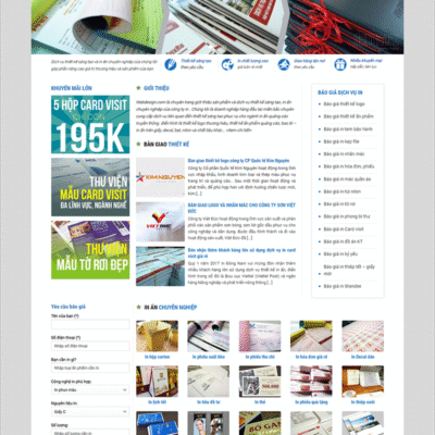 Website giới thiệu cửa hàng in ấn, quảng cáo