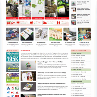 Website giới thiệu cửa hàng in ấn, quảng cáo mẫu 2